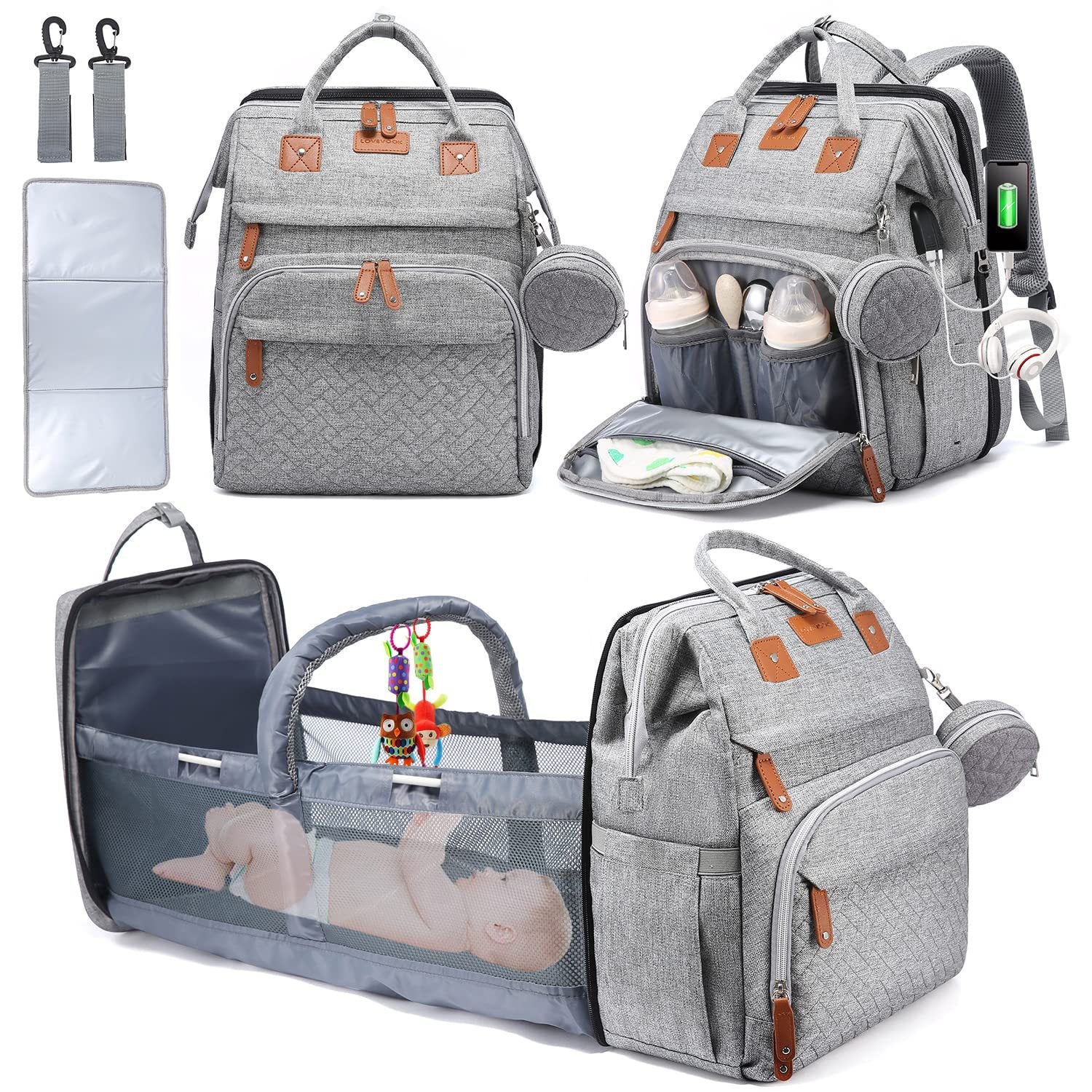 5 in 1 Multifunctional Backpack -Travel Folding Bed for Newborn Baby