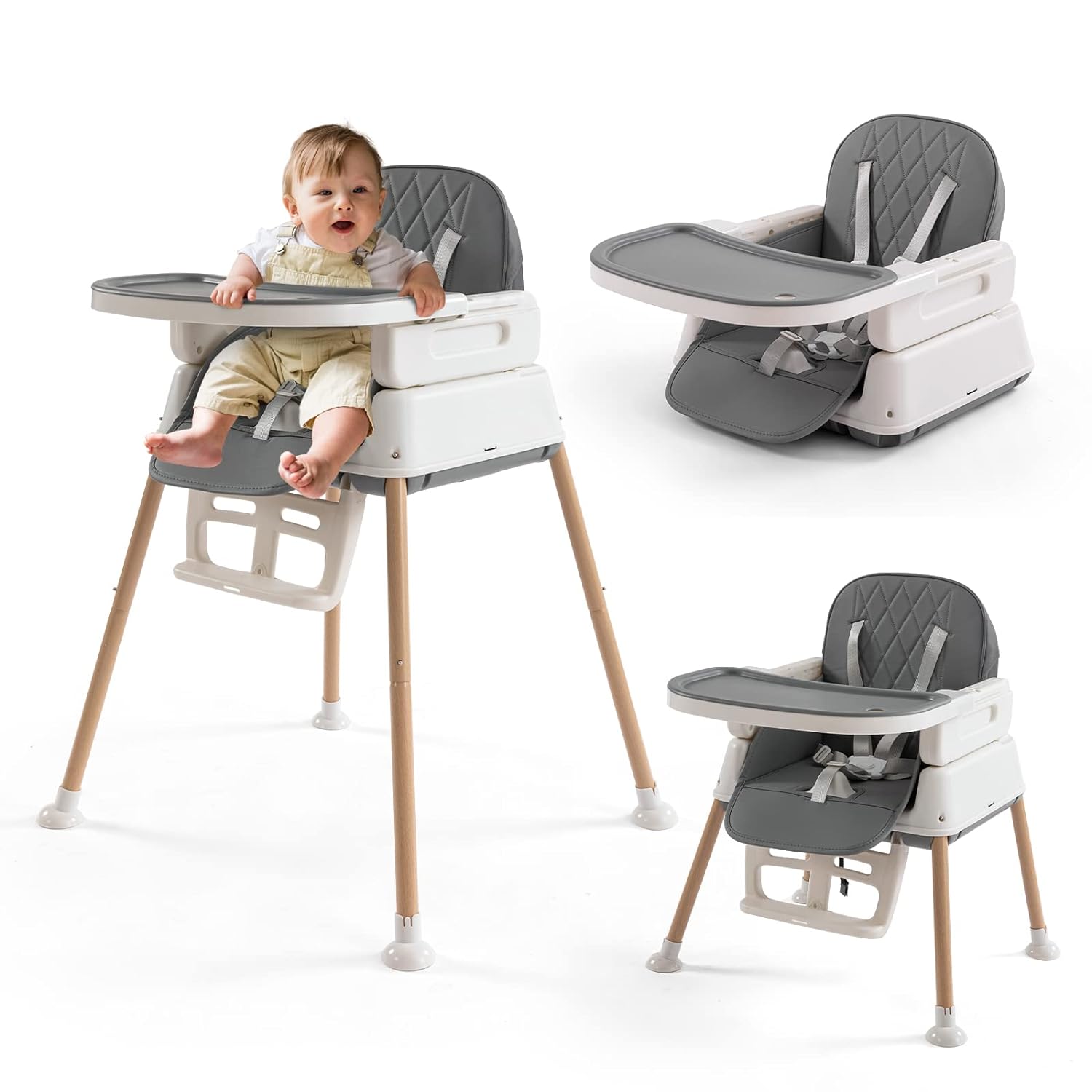 3 in 1 Baby High Chair,Adjustable Convertible Chairs Baby High Chairs