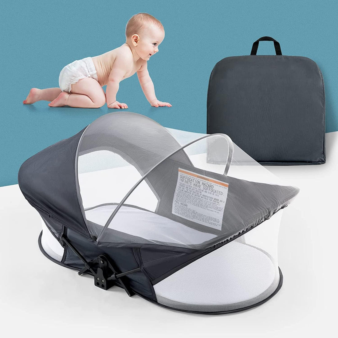 Portable Privacy Pod Blackout Canopy Crib Cover, Sleeping Space for Age Under 6 Months