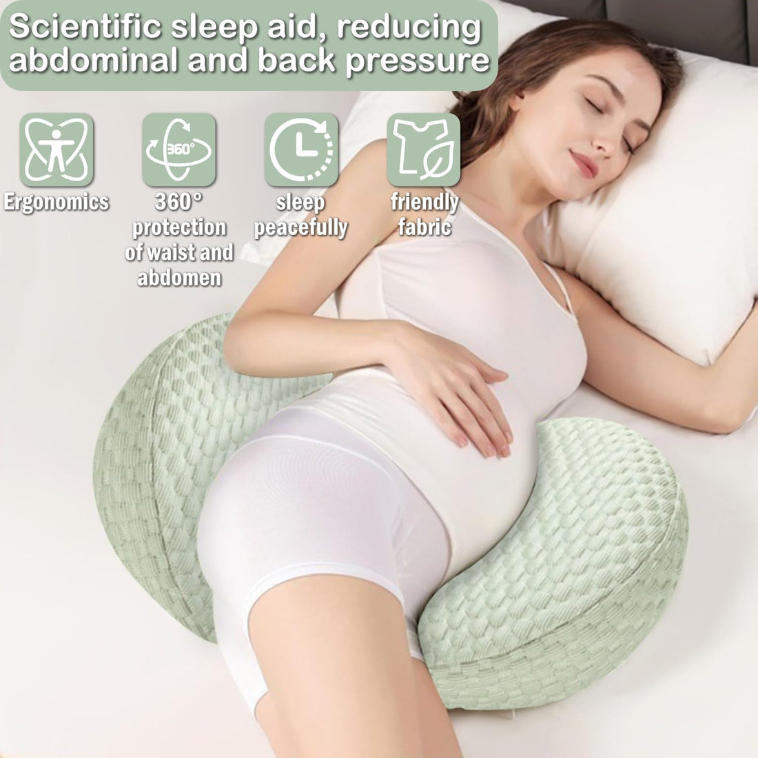 Pregnancy Pillow, Soft Maternity Pillow with Detachable & Adjustable Pillow Cover