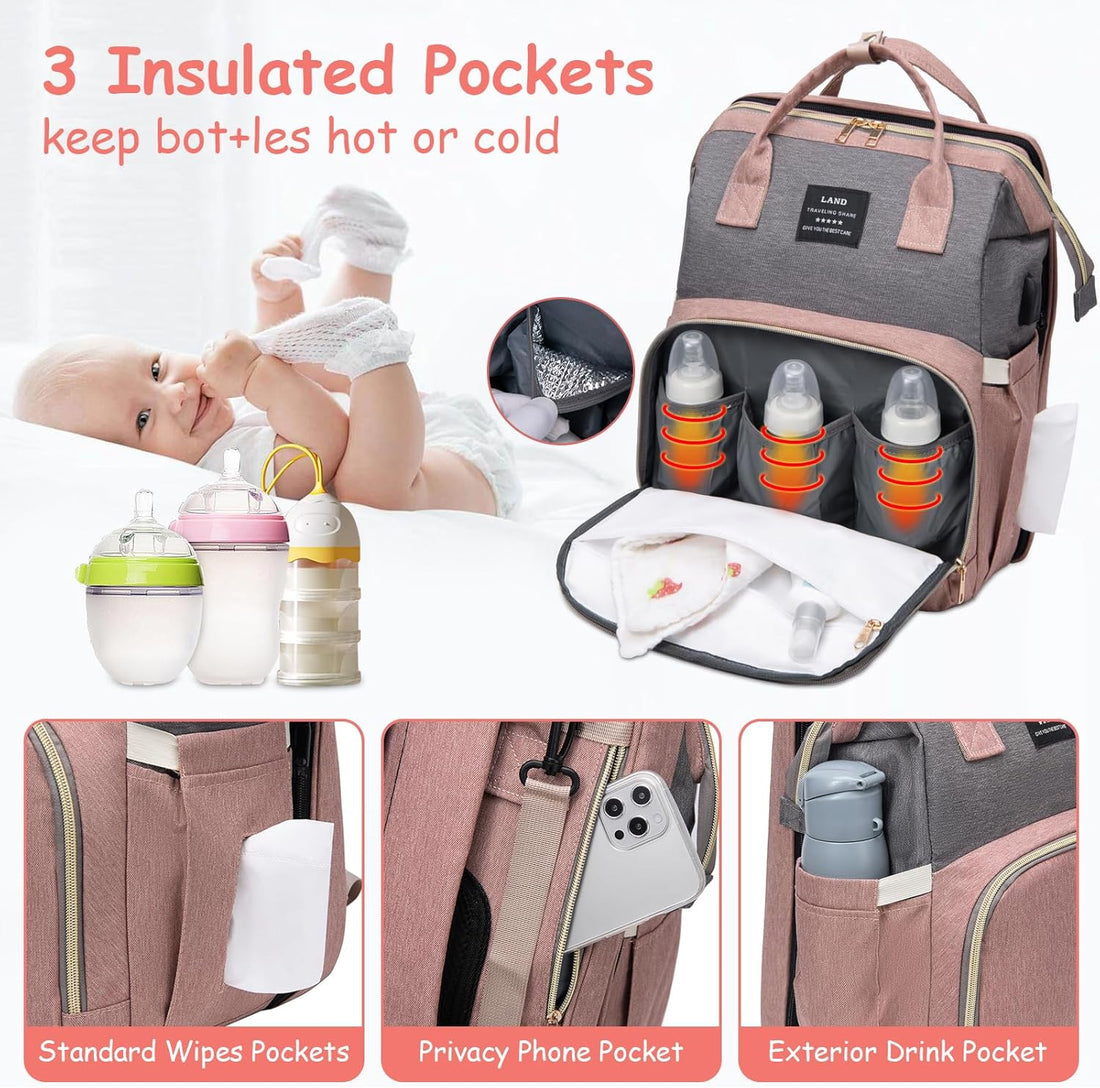 3 in 1 Diaper Bag Backpack with Changing Station