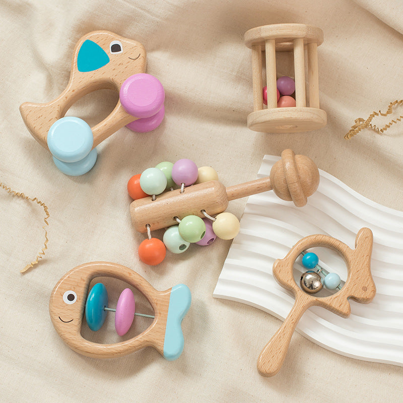 Wooden Baby Colorful Rattle Set of Five Pieces