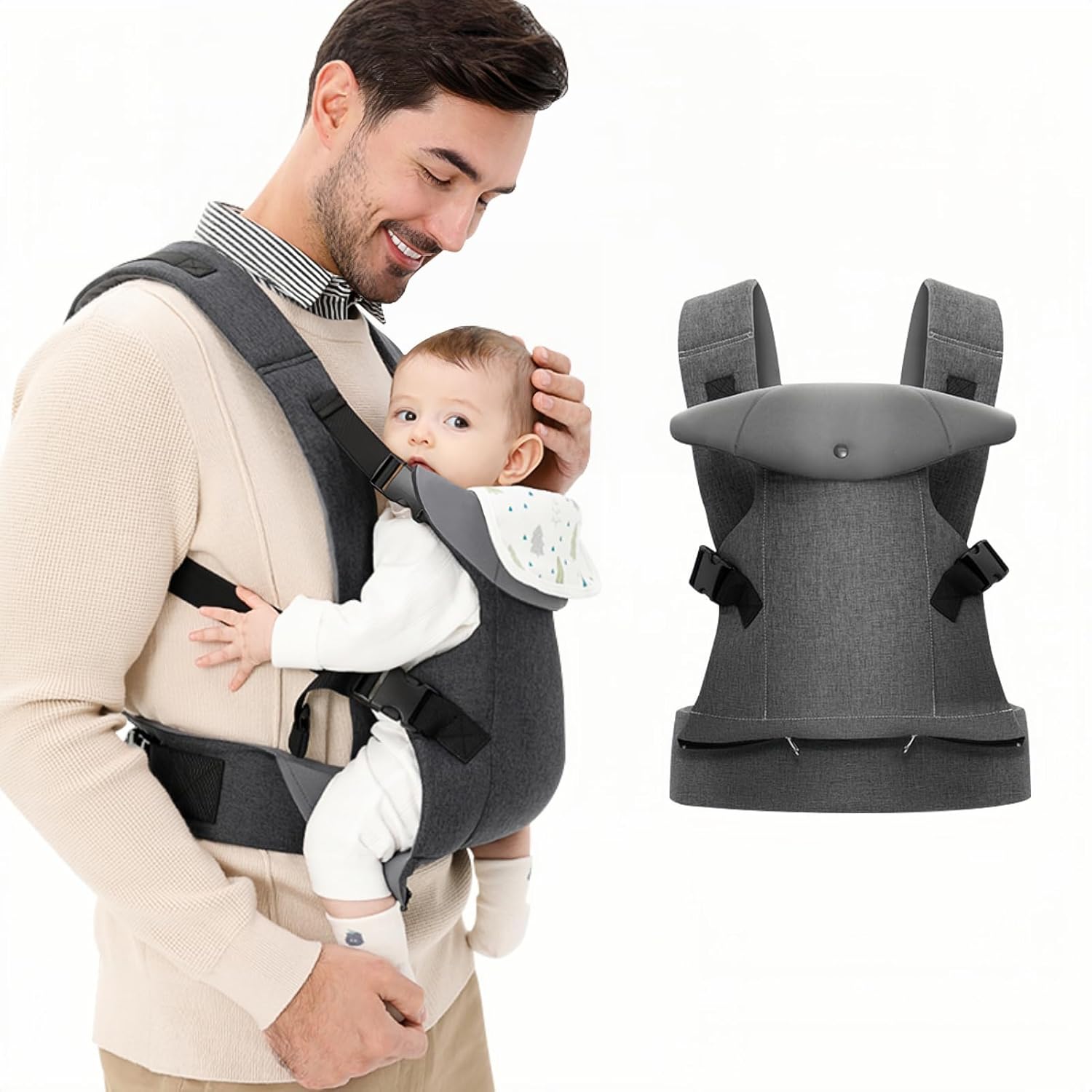 Baby Sling Carrier, All Positions Front and Back Toddler Carriers, 4-in-1 Ergonomic Baby Backpack Carrier