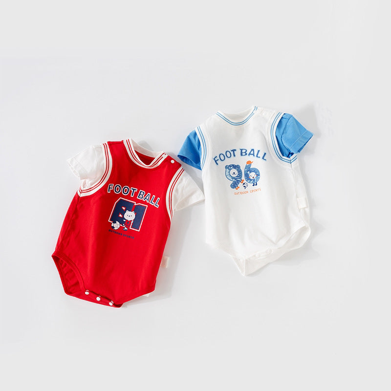 Baby Casual Short-Sleeve Romper Newborn Bodysuit -Football