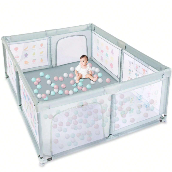 Baby Playpen Play Pens For Babies And Toddlers Safety Play Yard， Indoor/Outdoor, Breathable Mesh, Anti-Fall,